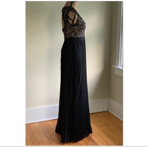 Xscape black lace overlay chiffon pleat dress 4 - Picture 4 of 15